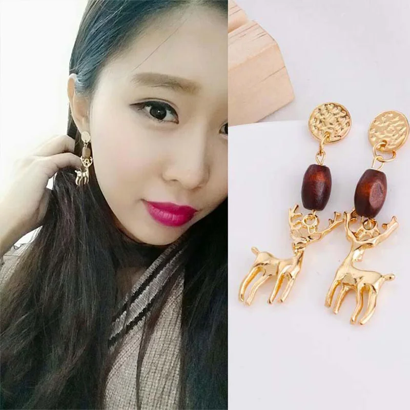 2019 Новые корейские модные серьги капли круглые деревянные красные длинные