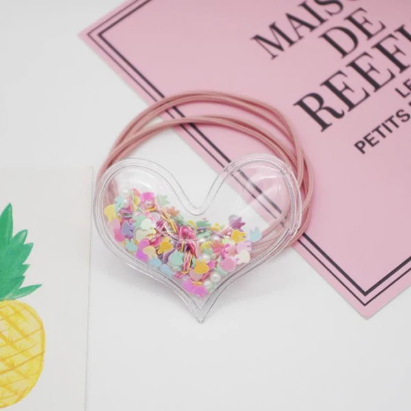 Heart Hair Band Новинка, прозрачные детские заколки для волос, милые жемчужные заколки для волос, креативная повязка для волос ручной работы, эластичная резинка, аксессуары для волос - Цвет: Heart Hair Band