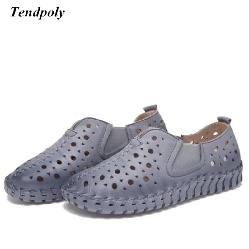 Новая женская обувь Летние Удобные повседневные туфли из воловьей кожи на