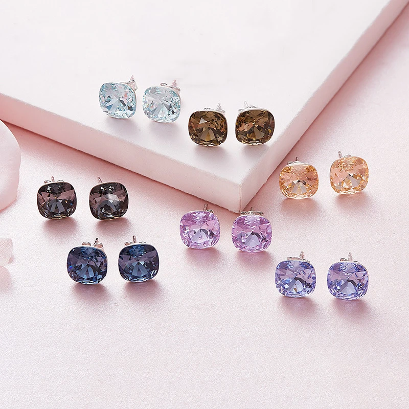 Модные серьги гвоздики с кристаллами Swarovski 925|Серьги-гвоздики| |