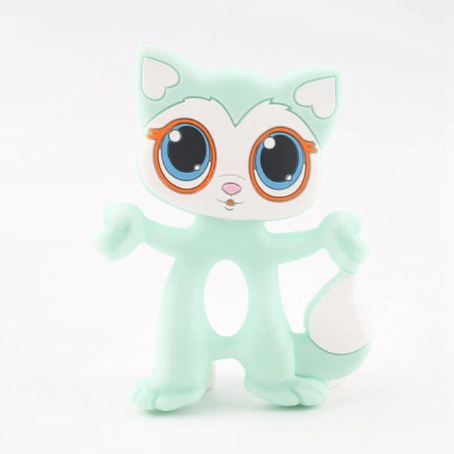 Mint Cat 1 шт., прорезыватели из пищевого силикона, олень, силиконовый грызун для Соска-подвеска, миниатюрный стержень, сделай сам, Прорезыватель зубов, ожерелье, детские товары, игрушки - Цвет: Mint Cat