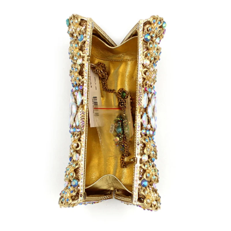 

XIYUAN Crystal Evening Clutch Bags Rhinestone Orange/Silver Lady Party Clutches Purse Diamond Handbags Women Chain Shoulder Bags