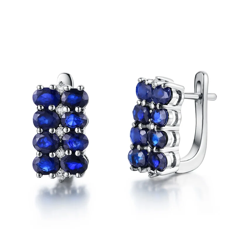 sapphire earrings TBJ,natural gems sapphire jewelry set Rings and earrings 925 silver fine jewelry suitable for women wedding or anniversary wear - Цвет камня: sapphire earrings