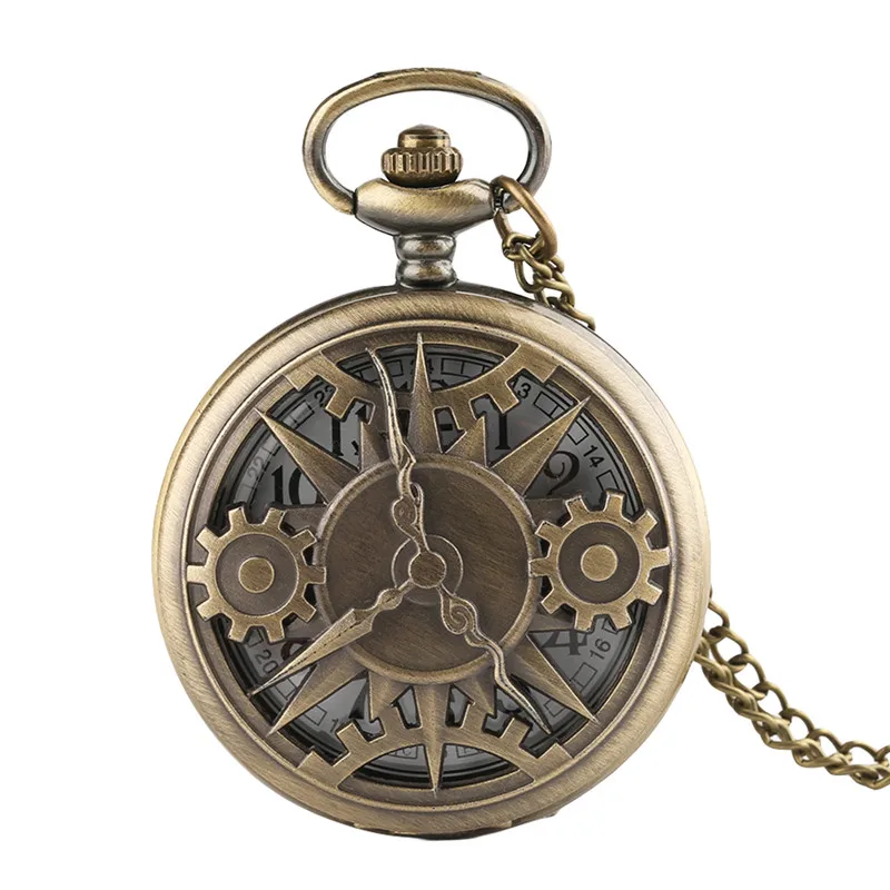 

Часы кварцевые карманные в стиле ретро, бронзовые с полым ремешком, изящное ожерелье, цепочка для детей, женщин и мужчин, креативный подарок