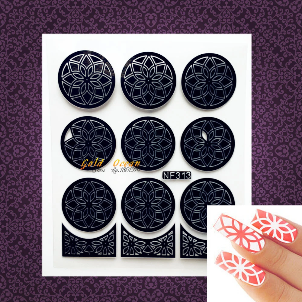 

Наклейка для дизайна ногтей хна Подсолнух шаблон Черный полый трафарет для ногтей наклейки GBNF313 для женщин инструменты для макияжа руковод...
