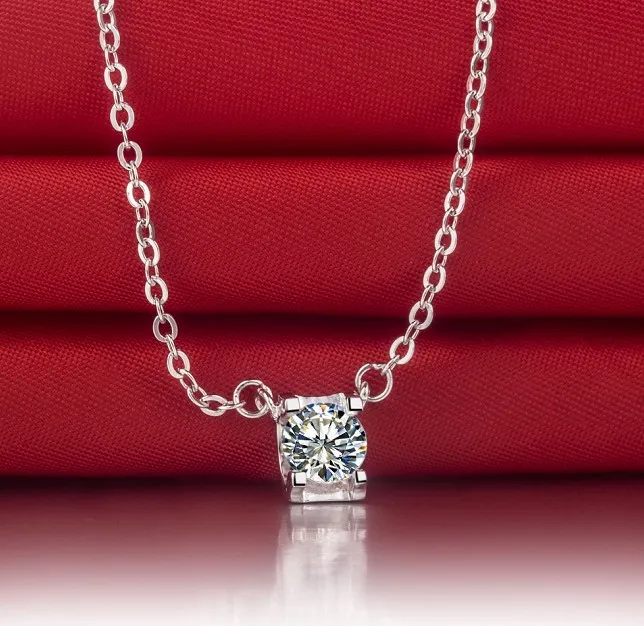 0.5CTW 5mm G-H Moissanite Pendant TEST POSITIVE WARRANTY Solid 925 Sterling Silver Diamond Necklace | Украшения и аксессуары