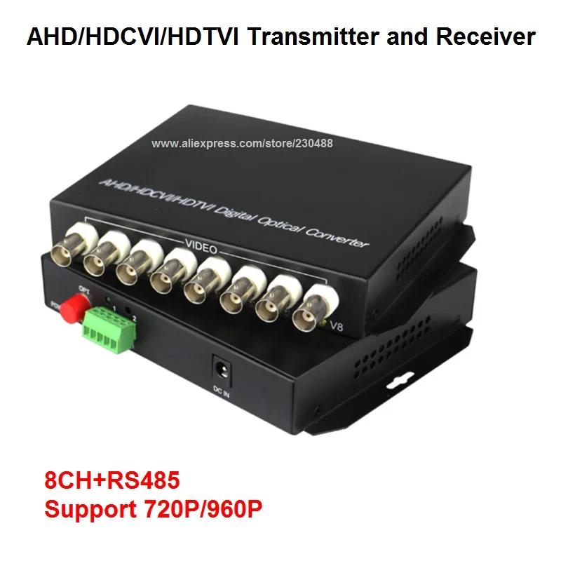 8 каналов 720P/960P HD CVI/AHD/TVI преобразователь оптоволокна в BNC цифровой