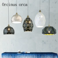 nordic simple originality black and white single head chandelier restaurant bar personality iron chandelier postage free