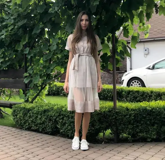 Женское платье, женское платье, новинка, с коротким рукавом, в клетку, серое, офисное, повседневное, до колен, ТРАПЕЦИЕВИДНОЕ ПЛАТЬЕ, винтажная уличная одежда для женщин