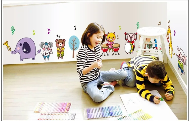 

Cartoon animal band wall stickers eco-friendly child real decoration stickers DIY home decals,removable pvc kids stickers