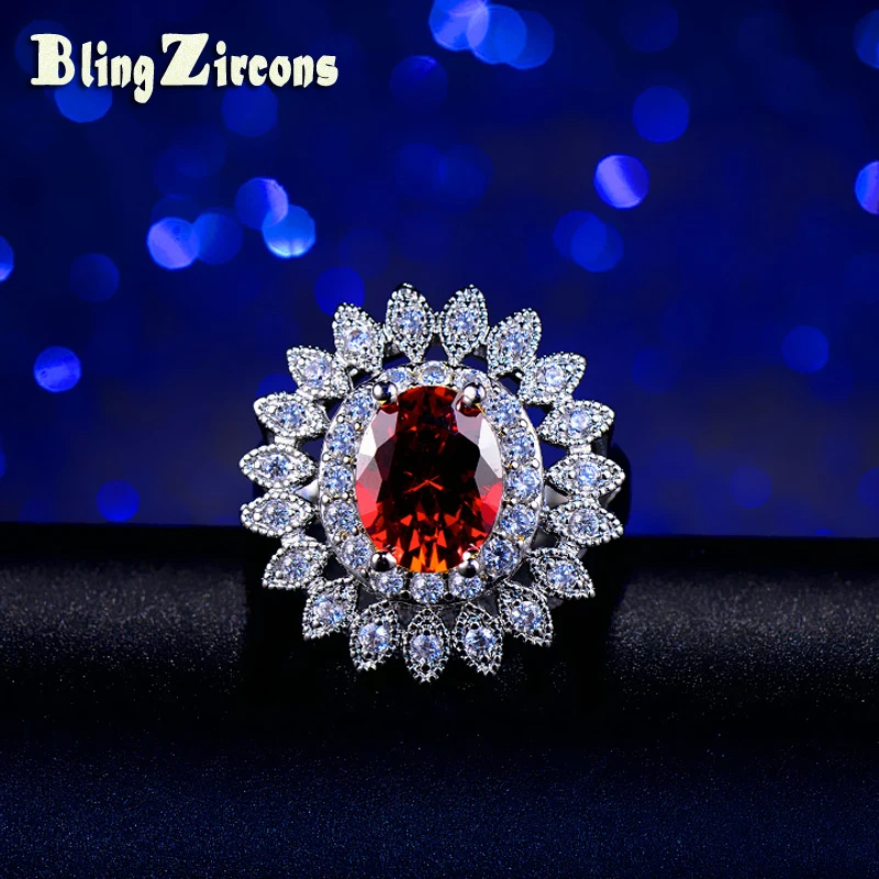 Кольцо на палец BeaQueen с подсолнухами и кубическим цирконием инкрустация красным