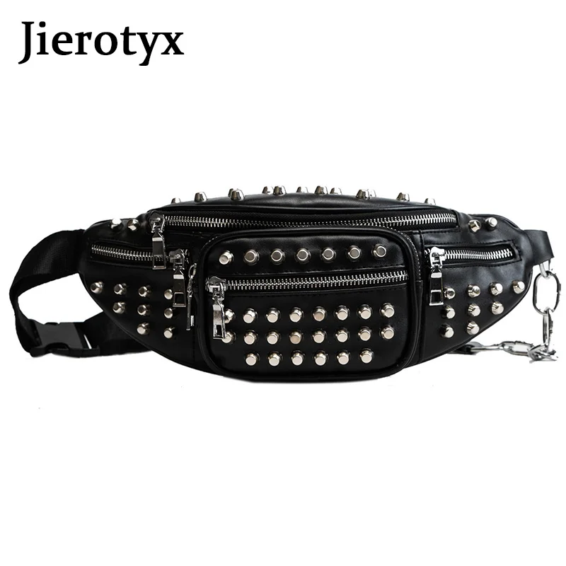 JIEROTYX, Сексуальная поясная сумка с заклепками, поясная сумка, кошелек, нагрудная поясная сумка для путешествий, сумка на пояс для кассы, женская сумка в стиле хип-хоп, рок, панк