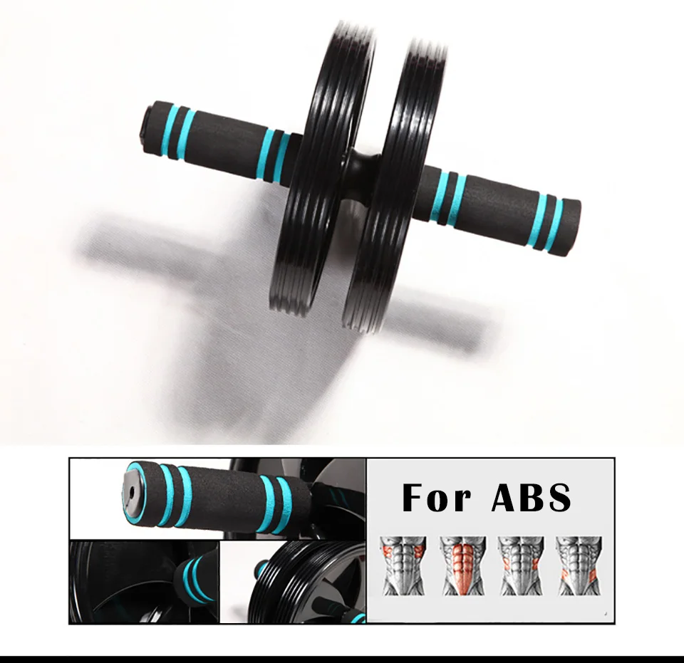 Quality Double-wheel Ab Abdominal Press Silent Wheel Rollers Crossfit Exercise Equipment for Body Building Fitness Gym Free Pad | Спорт и