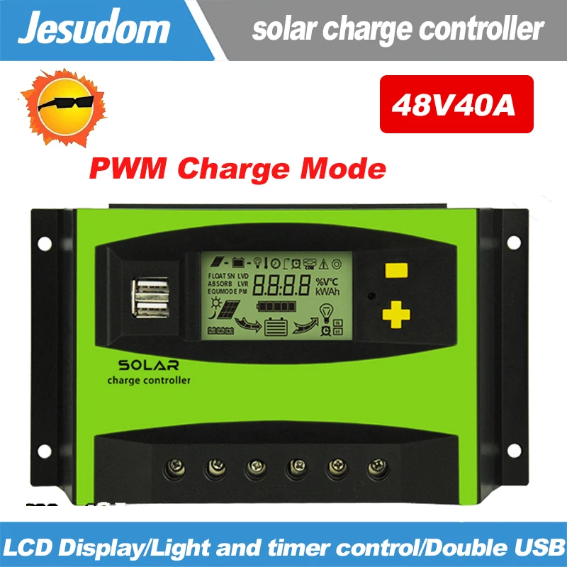 20A 30A 40A 50A 60A 48В LCD Солнечный PV Контроллер заряда Солнечная Панель зарядное