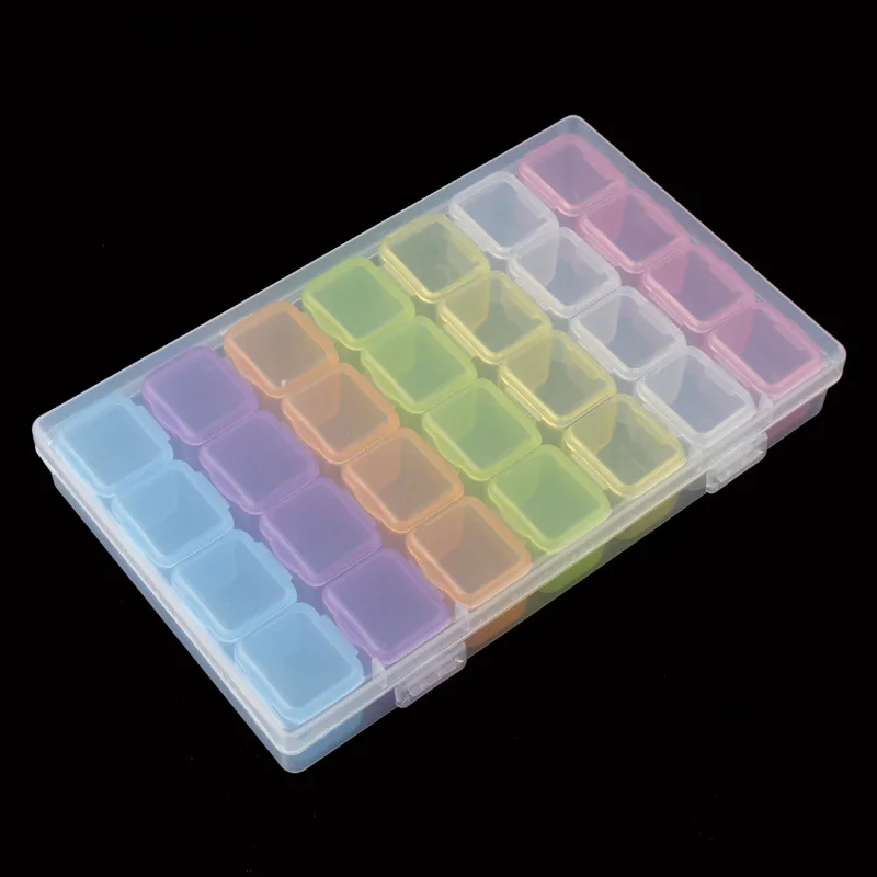 28 слотов красочные пластиковые пустой ящик для хранения ногтей инструменты из