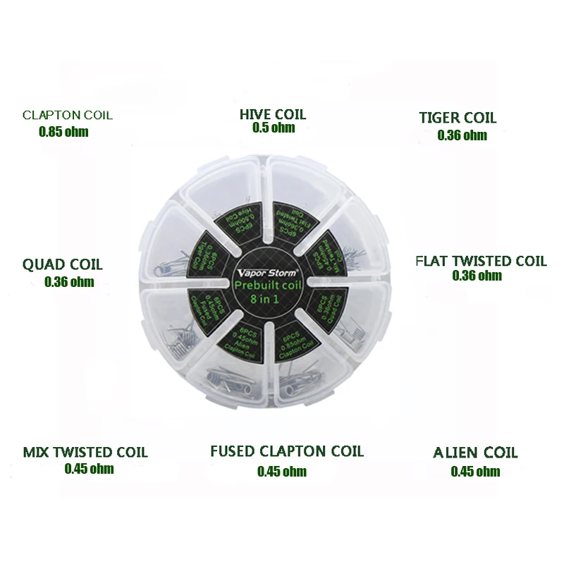 Аутентичные vapor storm 8 в 1 предварительно оборудованная катушка катушки Clapton Quad Tiger