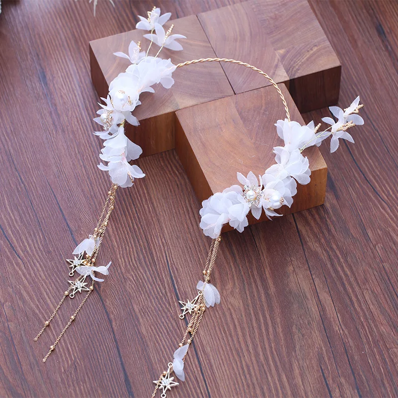 Новинка цветочный белый головной убор бессмертная кисточка обруч для невесты