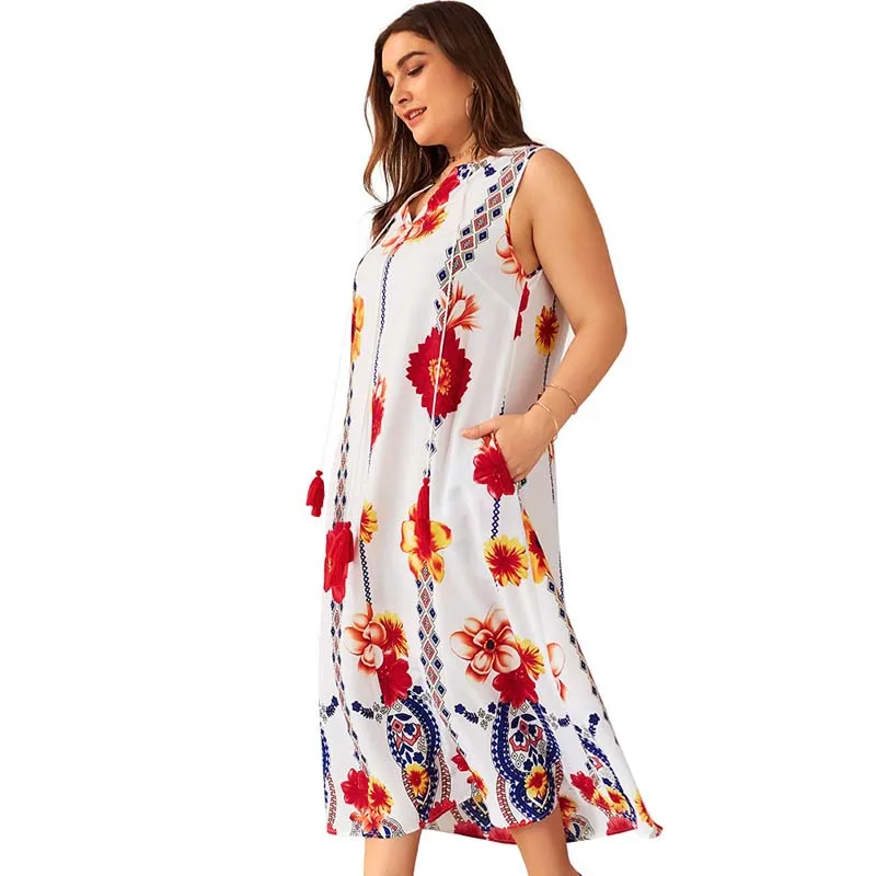 Maxi Floral Dress Women Big Size 2019 Summer Elegant Party Ladies Fat Plus Beach Long Print Dresses Womens4XL | Женская одежда