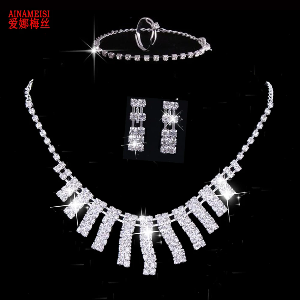 AINAMEISI Свадебные Ювелирные наборы с кристаллами очаровательное модное свадебное
