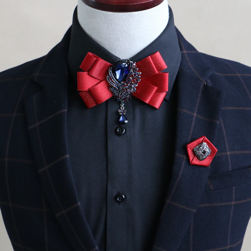 

New Free Shipping fashion Men's male groom wedding groomsman collar Korean collar tie with popularity star Brooch set on sale