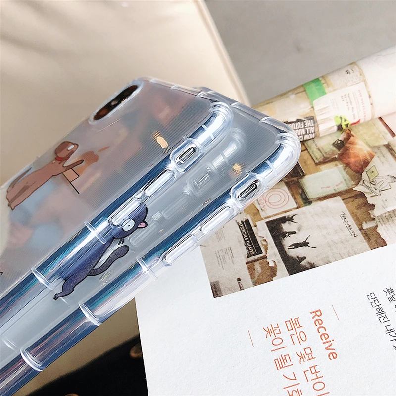 Kexin Animal Phone Case For iPhone Xr Xs Max Lovely Dog Cat Looking Food Design 6 7 8 Plus Shockproof Clear |