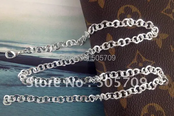 

10PCS Silver Color plate 6.5mm chain necklaces 24" #20793
