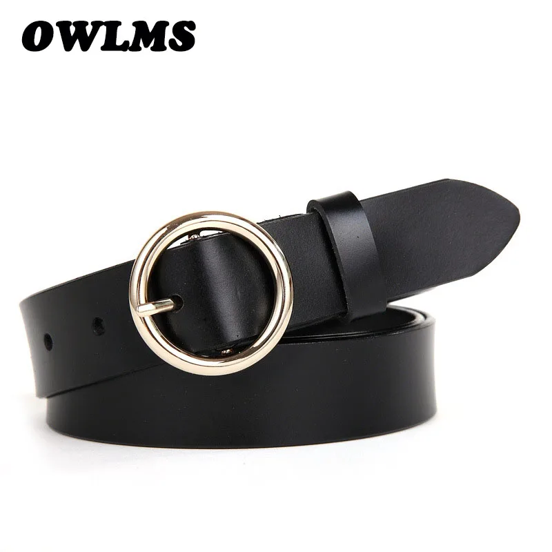New Ceinture Femme Belt Hand Real Leather Solid Strap Needle Buckle Gold Casual Cowskin Genuine Leather Black Wide Women Belts