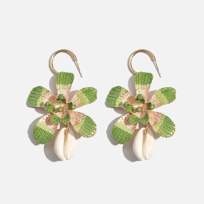 E0543103GN JUST FEEL Boho, Цветные Висячие серьги из натурального камня для женщин, вечерние панковские этнические серьги с подвеской, свадебные ювелирные изделия - Окраска металла: E0543103GN