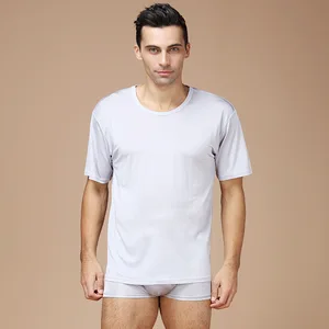 Мужская летняя майка из 100% натурального шелка с круглым вырезом Трикотажная мужская футболка Мужская повседневная удобная прохладная дышащая майка 9601