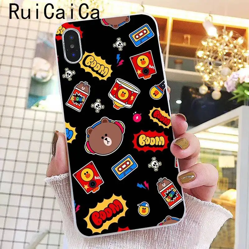 Ruicaica Line Friends коричневый Медведь Мягкий чехол для телефона iPhone 8 7 6 6S Plus X XS MAX 5 5S SE XR 10 Чехол