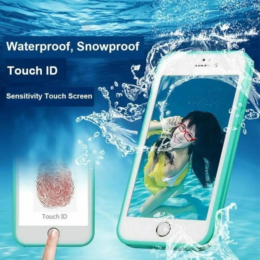 Водонепроницаемый резиновый чехол на 360 ° для iPhone X 10 8 7 6 Plus XS XR ударопрочный