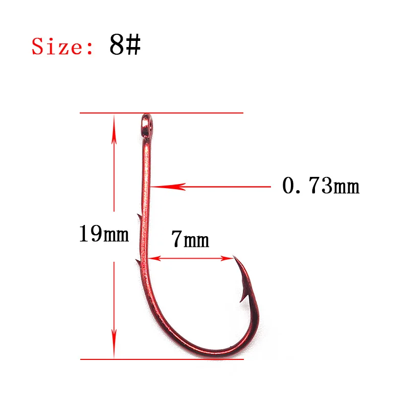 Size 8 Minfishing 100 шт. двойной крючок рыболовный крючок Красный крючок для удержания приманки из высокоуглеродистой стали рыболовный крючок Размер 1#-8# карп рыболовные крючки - Цвет: Size 8