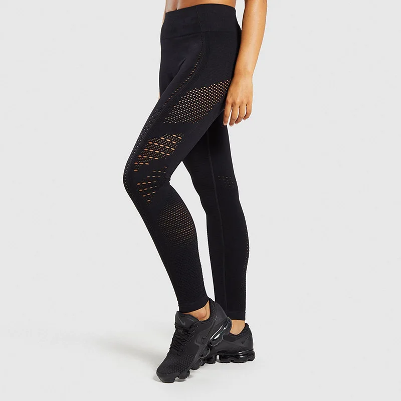 

NORMOV Woman Gym Pants High Waist Fitness Legging Push Up Eyelet Knit Workout Legging Sexy Women Seamless Legging Sporting