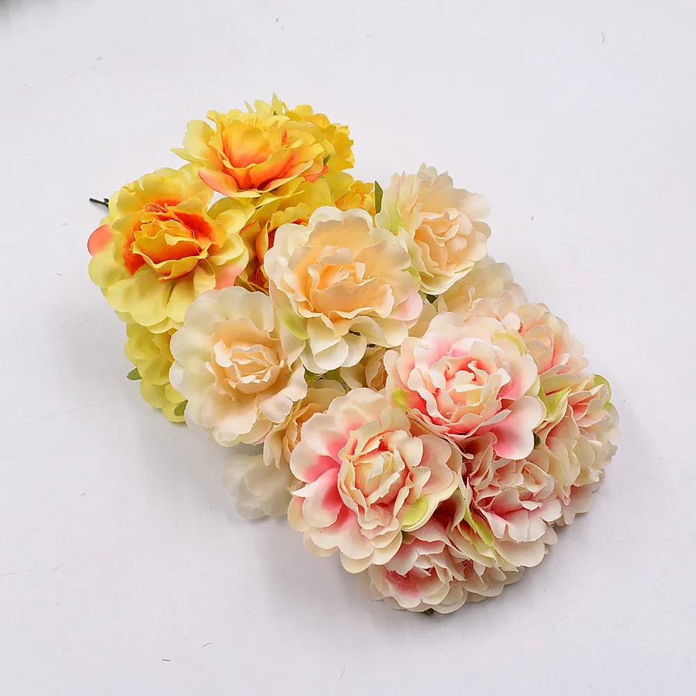 Искусственные цветы 6 шт./лот Букет пионов для свадебного украшения