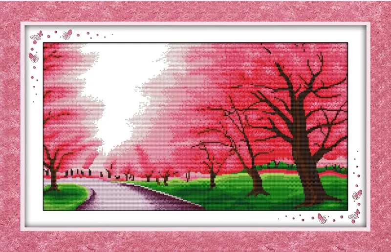 Романтический Набор для вышивки крестиком sakura lanscape 18ct 14ct 11ct на холсте вышивка