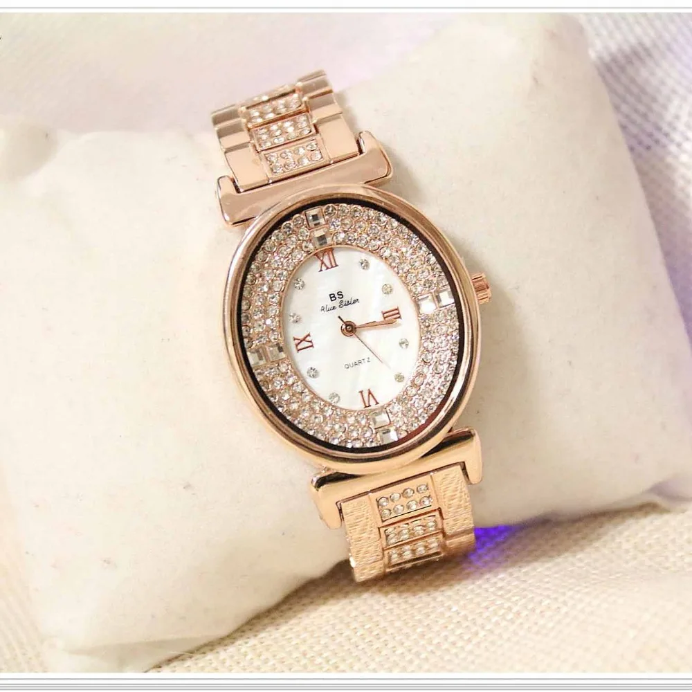 

BS brand Women Rhinestone Watches Lady Dress Women watch Diamond Luxury brand Bracelet Wristwatch ladies Crystal Quartz watch