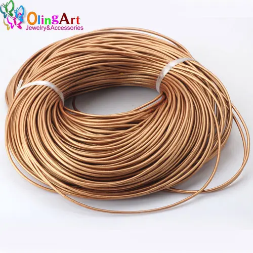 OlingArt 2mm 100Yard/Lot Craft Pearl Color Round Leather Cord Golden Silver DIY necklace Bracelet earrings jewelry making - Цвет: 014 100yard