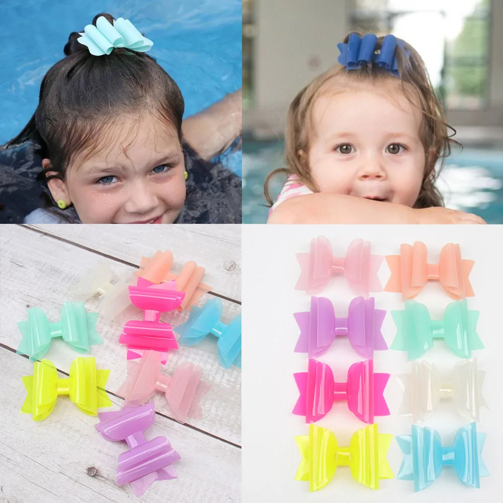 Cheer Bows 3&quot Chunky Jelly Waterproof Hair Clip for Girl Summer Hairpin Candy Color Hairgrip Baby Kids Accessories |