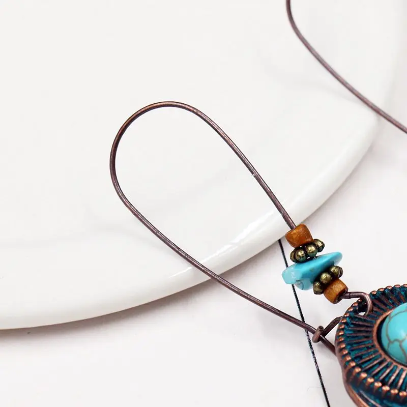 1 Пара Ретро Винтажные серьги бирюзовые висячие подарок|Серьги-кольца| |