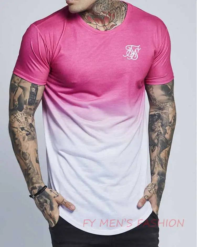 Новейшая шелковая футболка siksilk черная белая красная точка длинный стиль хип-хоп футболка s топы Мужские удлинённые футболки с