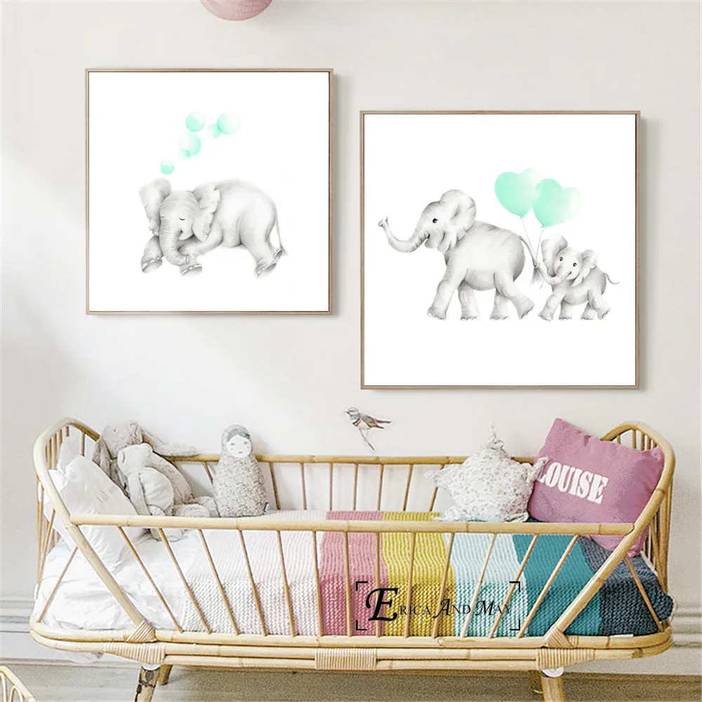 

Baby Mummy Elephant Nursery Modern Decorative Wall Pictures For Living Room Canvas Painting Art No Frame Posters And Prints Home