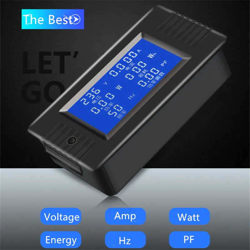 Peacefair новейший AC 6в1 220V 100A однофазный цифровой панельный Амперметр вольт ватт кВтч измеритель коэффициента мощности с разделением CT