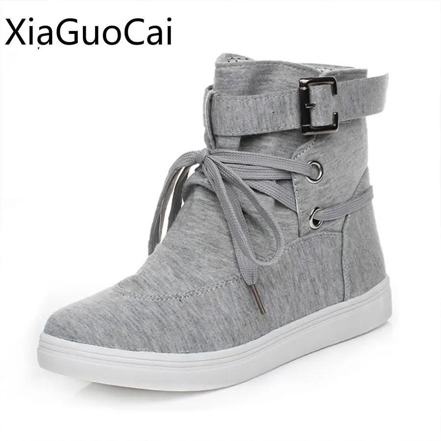 

Suede Canvas Women Canvas Shoes Lace-up High Top Spring Casual Shoes for Gril Cotton Fabric Cotton Female Shoes Lu8 35