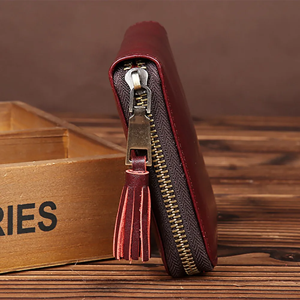 Высококачественный Женский мини кошелек из натуральной кожи с кисточкой и