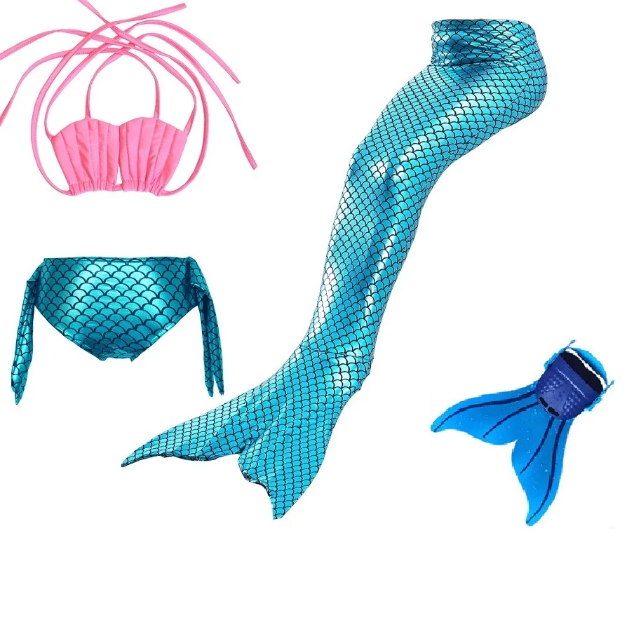 Костюм с хвостом русалки для девочек монофонический Русалки детский купальный