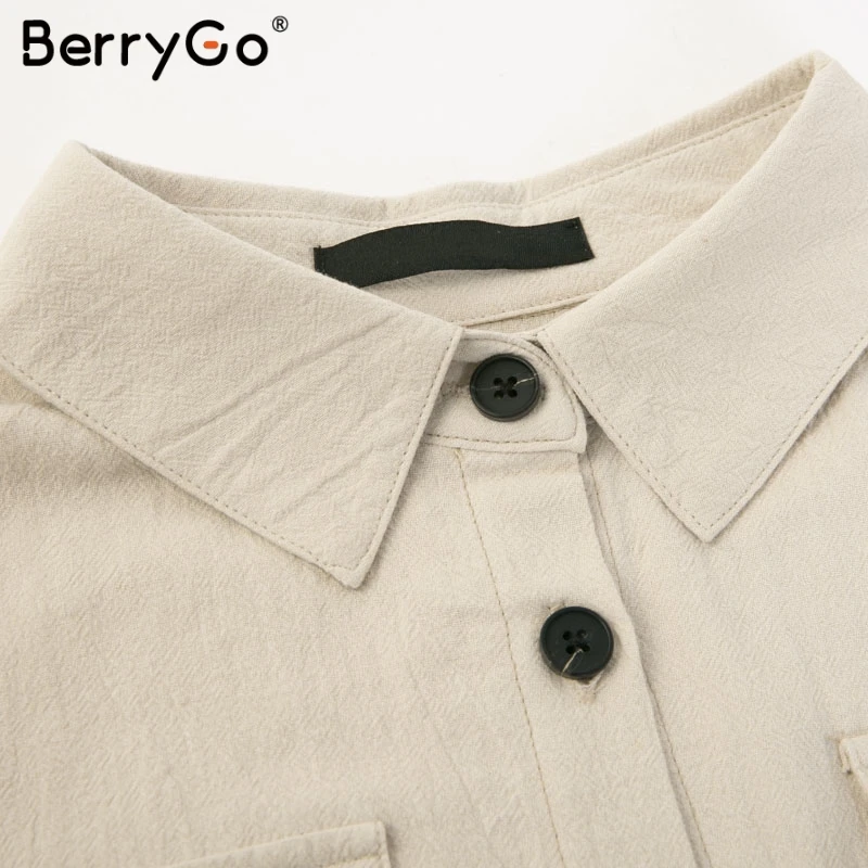 BerryGo льняные платья, женское платье-рубашка, платье с длинным рукавом, элегантное женское платье на пуговицах, vestidos, винтажные летние мини платья, повседневные