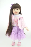 npkdoll long hair doll toys for kids 45cm bebe lifelike silicone reborn baby dolls for girls purple birthday gifts