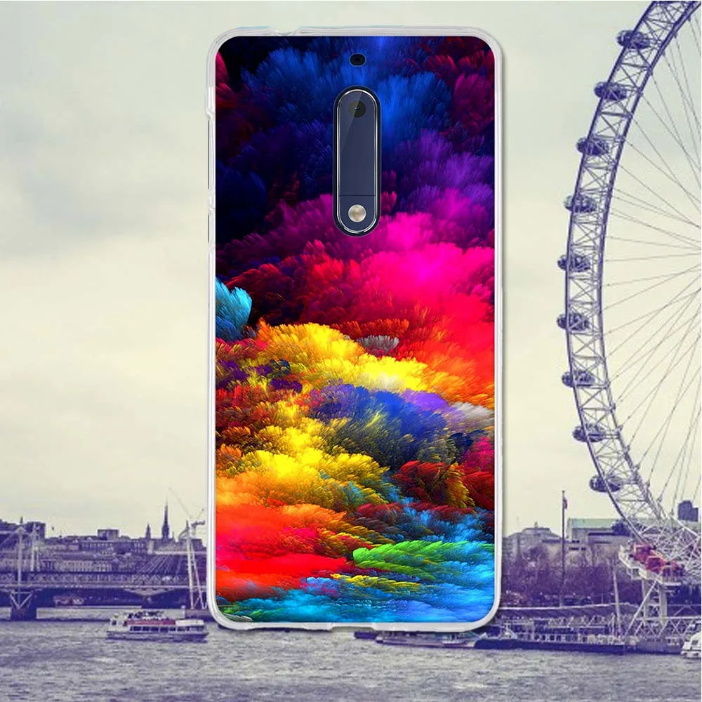 For Nokia 5 Case Back Cover for Nokia5 Covers Soft Silicone Bag Flower Cartoon Phone Cases Painting Shell Five | Мобильные телефоны