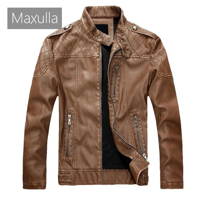 Maxulla осенне зимняя мужская куртка из искусственной кожи повседневные облегающие