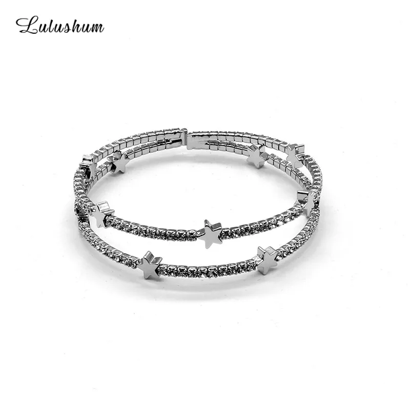 SANYU Fit Pandora Bracelet 2019 New Fashionable Not Silver Five-pointed Star Bangles Temperament Auden Drill White Steel BR-1611 | Украшения